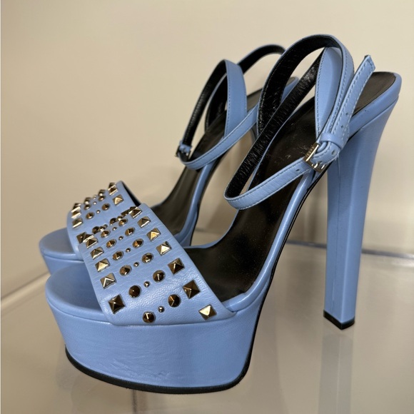 Gucci Shoes - Gucci Studded Platform Sandals Baby Blue Size 37